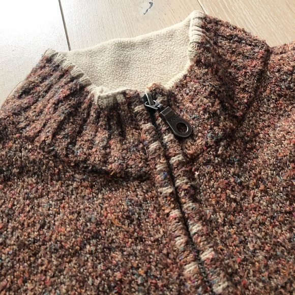 Vintage Christopher and Banks Textured Heather Zip Up Sweater in Orange & Brown - Picture 5 of 10